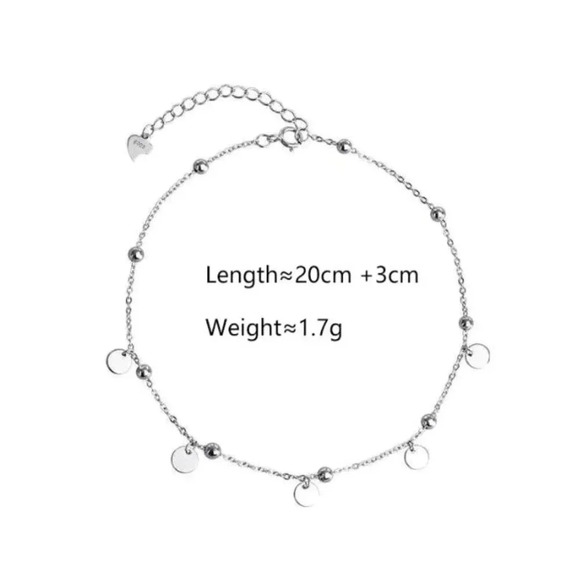 NEW 925 Sterling Silver Dainty Disc Coin Anklet - Picture 7 of 8